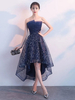 Ballkleider Dunkelmarineblau Ball kleider Spitze Hochzeit A-Linie- und unsymmetrischem Design trägerlos ärmellos Formelle Kleider und Schnürung