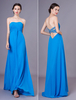Ballkleider Etui- Ball kleider Blau Hochzeit Chiffon Abendkleider ärmellos Formelle Kleider Herz-Ausschnitt natürliche Taillenlinie bodenlang