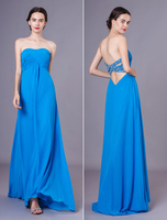 Ballkleider Etui- Ball kleider Blau Hochzeit Chiffon Abendkleider ärmellos Formelle Kleider Herz-Ausschnitt natürliche Taillenlinie bodenlang