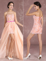 Ballkleider Etui- Ball kleider Blushrosa Hochzeit Satingewebe Zweiteilige Abendkleider ärmellos Formelle Kleider trägerlos mit Schnürung Mini-Kleid