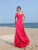 Ballkleider Etui- Ball kleider Knallrosa Hochzeit Chiffon Abendkleider ärmellos Formelle Kleider Einschulter mit hoher Taillenlinie