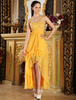 Ballkleider Gelb Ball kleider Chiffon Empire- und unsymmetrischem Design viereckiger Ausschnitt ärmellos und Reißverschluss und hoher Taillenlinie