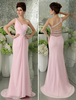 Ballkleider Hellrosa Ball kleider Chiffon Hochzeit Mermaid- Abendkleider Chiffon mit Schleppe Einschulter und Falten Formelle Kleider