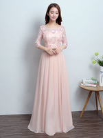 Ballkleider Lange Spitze Chiffon Schärpe Halbe Hülse Formale Party Hochzeitsgast Kleider
