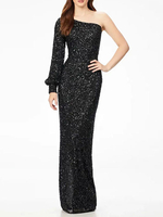 Ballkleider Mermaid- Ball kleider Blaugrün Hochzeit und Pailletten bestickt ärmellos Einschulter Anlass Kleider und Reißverschluss bodenlang