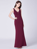 Ballkleider Mermaid- Ball kleider Burgunderrot Hochzeit Polyester Abendkleider ärmellos Formelle Kleider V-Ausschnitt bodenlang