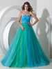 Ballkleider Prom- Ball kleider Cyan Hochzeit Tüll Prinzessin Kleider ärmellos Formelle Kleider Herz-Ausschnitt Wrap mit Schnürung bodenlang