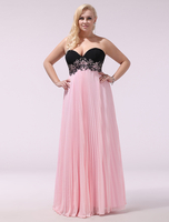 Ballkleider Rosa Ball kleider Chiffon Hochzeit A-Linie- bodenlang Herz-Ausschnitt ärmellos Formelle Kleider natürliche Taillenlinie