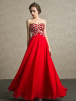Ballkleider Rot Ball kleider Chiffon A-Linie- bodenlang Herz-Ausschnitt ärmellos Formelle Kleider mit Schnürung und hoher Taillenlinie