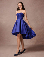 Ballkleider Rot Ball kleider Satingewebe Hochzeit A-Linie- Cocktailkleider mit unsymmetrischem Design trägerlos ärmellos Formelle Kleider und Spitzen