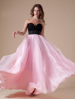 Ballkleider Schwarz Ball kleider Organza Prom- bodenlang Herz-Ausschnitt ärmellos Formelle Kleider mit Reißverschluss und hoher Taillenlinie