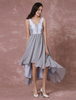 Ballkleider Selber Ball kleider Chiffon Hochzeit A-Linie- Cocktailkleider mit unsymmetrischem Design V-Ausschnitt ärmellos Formelle Kleider