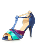 Ballroom Dance Schuhe Salsa Tanzschuhe Satin Blau Peep Toe T Typ Tanzschuhe
