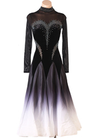 Ballsaal-Tanzkostüme Schwarz Damen Sexy Polyester-Tänzerin Figurbetontes Kleid Strass-Tanzkleid