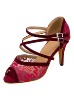 Ballsaal Tanzschuhe Spitze Rote Peep Toe Criss Cross Tanz Schuhe Für Frauen