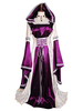 Barock Vintage Kostüm Frauen Lila Maxikleid mit Krawatte