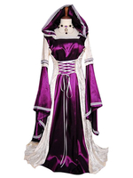 Barock Vintage Kostüm Frauen Lila Maxikleid mit Krawatte