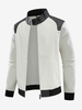Baseballjacke für Herren lange Ärmel Reißverschluss Farbblock-Lederjacke