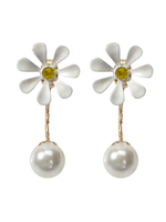 Baumeln Ohrringe weiße Blumen Perle Frauen Schmuck