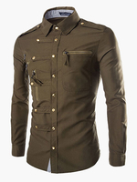 Baumwolle lange Ärmel Stand Kragen Shirt gestalten