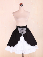 Baumwolle schwarz / weiß Lolita Rock mehrschichtige Sweet Bow