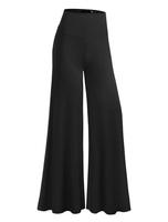 Baumwolle schwarz Hose Frauen Hochhaus Rüschen elastischen weites Bein Hose