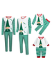 Baumwollmischung Weihnachtsmuster Grün Weiß Farbblockhose Top Set