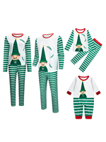 Baumwollmischung Weihnachtsmuster Grün Weiß Farbblockhose Top Set