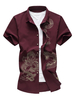 Baumwollmänner Shirt 2020 Plus Größe Chinesischer Drache Print regulär Fit Kurzarmhemd Lässig