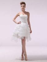Beach Strand Brautkleid aus Organza mit Herz-Ausschnitt in Elfenbeinfarbe Milanoo