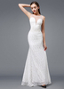 Beach Strand Hochzeit Kleid Ivory Spitze Abendkleid Sexy tiefem Meerjungfrau ärmellose bodenlangen Partykleid