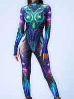 Bedruckter Zentai Halloween Frauen Jumpsuit Bodysuit Punk Hyun Farbe Zentai Catsuits