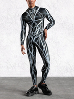 Bedruckter Zentai Halloween Männer 3D-Druck Cyber-Overall Punk Morphsuit Halloween Roboter Cosplay Zentai-Anzug Urlaub Party Body Rave Radfahren Catsuits