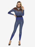 Bedruckter Zentai Sexy Catsuits für Frauen Perlendruck Jumpsuit Bühnenlaufsteg Yoga Zentai Anzug