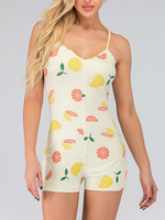 Beige Blumendruck V-Ausschnitt Ärmellose Spaghettiträger mit offener Schulter Polyester Skinny Summer One Piece Outfit