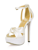 Beige Damen High Heels mit Fesselriemchen und Plateaus