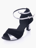 Beliebte 2021 Latein Schuhe aus Veloursleder in Schwarz mit Schnallen