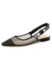 Beliebte Ballerinas aus Spitze mit Slingbacks Transparenz in Schwarzim schicken & modischen Style Pump für Abend Anti-Rutsch Gummi und Damen