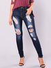 Beliebte Frauen zerrissene Jeans aus Denim in Dunkelblau Cutouts