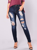 Beliebte Frauen zerrissene Jeans aus Denim in Dunkelblau Cutouts