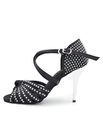 Beliebte Latein Schuhe aus Satin in Schwarz mit Kunstdiamanten Pumps