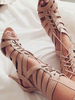 Beliebte Römersandalen aus PU mit Stilettos und Schnürsenkel in Aprikosenfarbe