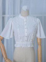 Beliebtes Lolita Hemd aus Chiffon mit kurzen Ärmeln in Weiß