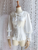 Beliebtes Lolita Hemd aus Chiffon mit langen Ärmeln in Weiß