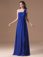 Beliebtes Prom-Abendkleid aus Chiffon mit zappelnden Rüschen in Königsblau