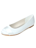 Bequeme flache Brautschuhe Satin Hochzeitsschuhe Ivory