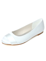 Bequeme flache Brautschuhe Satin Hochzeitsschuhe Ivory