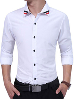Bequemes Hemd aus gemischten Baumwollen mit Umlegekragen und FarbblockSLIM FIT im casualen Stil
