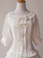 Bequemes Lolita Hemd aus Chiffon mit halben Ärmenln in Weiß