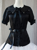 Bequemes Lolita Hemd aus Chiffon mit kurzen Ärmeln in Dunkelblau